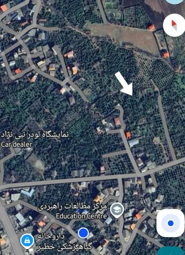 محدوده زمین خانه‌سرا در اول روشن‌آباد روی نقشه
